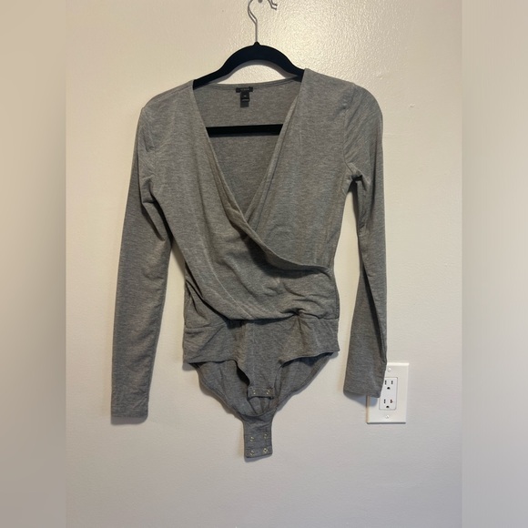 J. Crew Tops - J Crew Gray Wrap Bodysuit